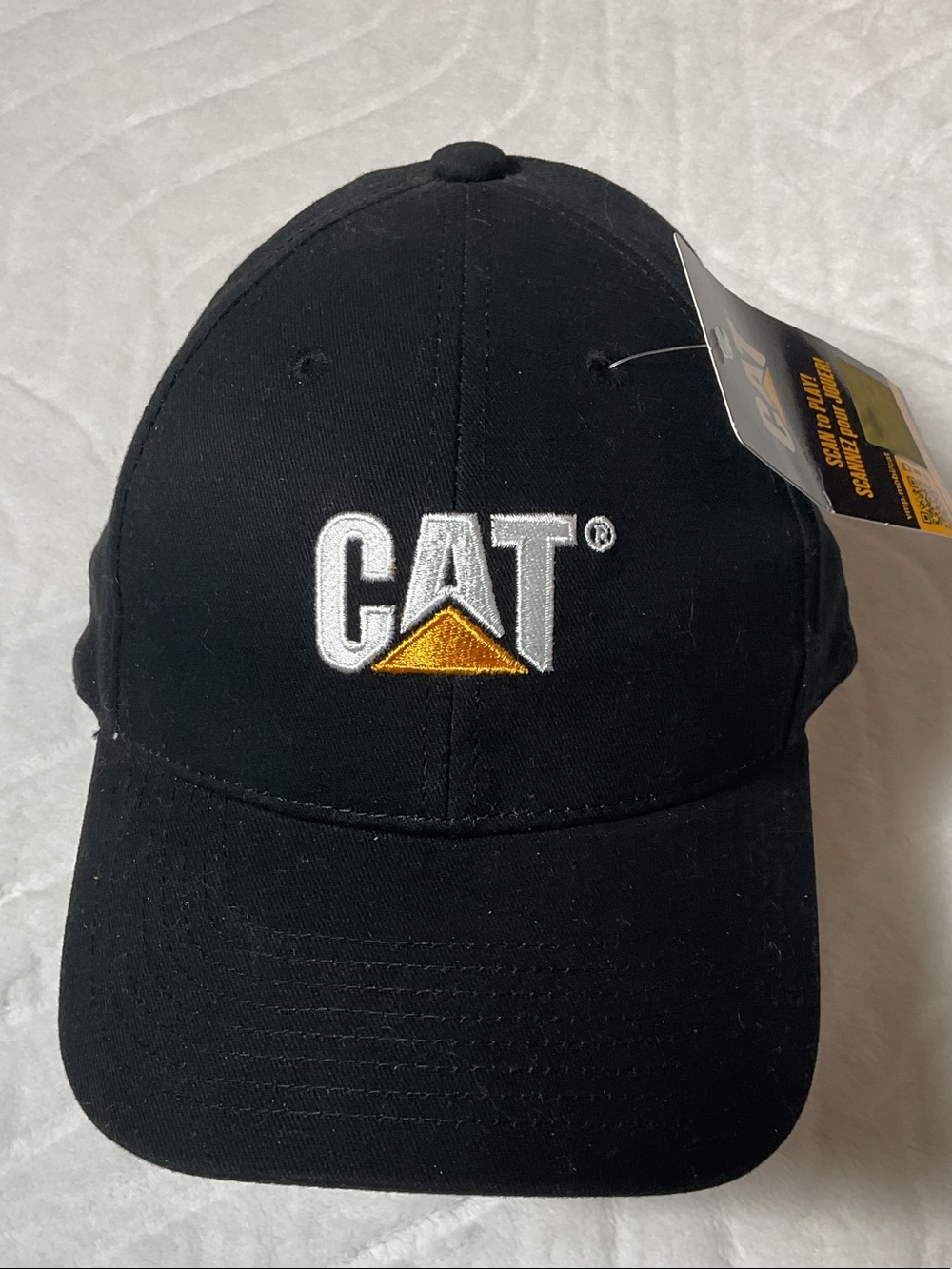 Caterpillar Black Baseball Cap with White & Yellow Logo